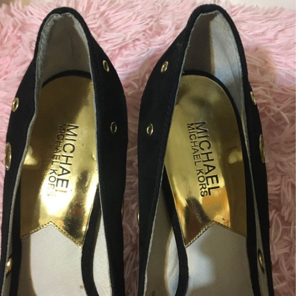 Michael Kors Women's Delilah Peep Toe Tall High Heels Platforms Stilettos SZ 8.5 - Picture 7 of 11